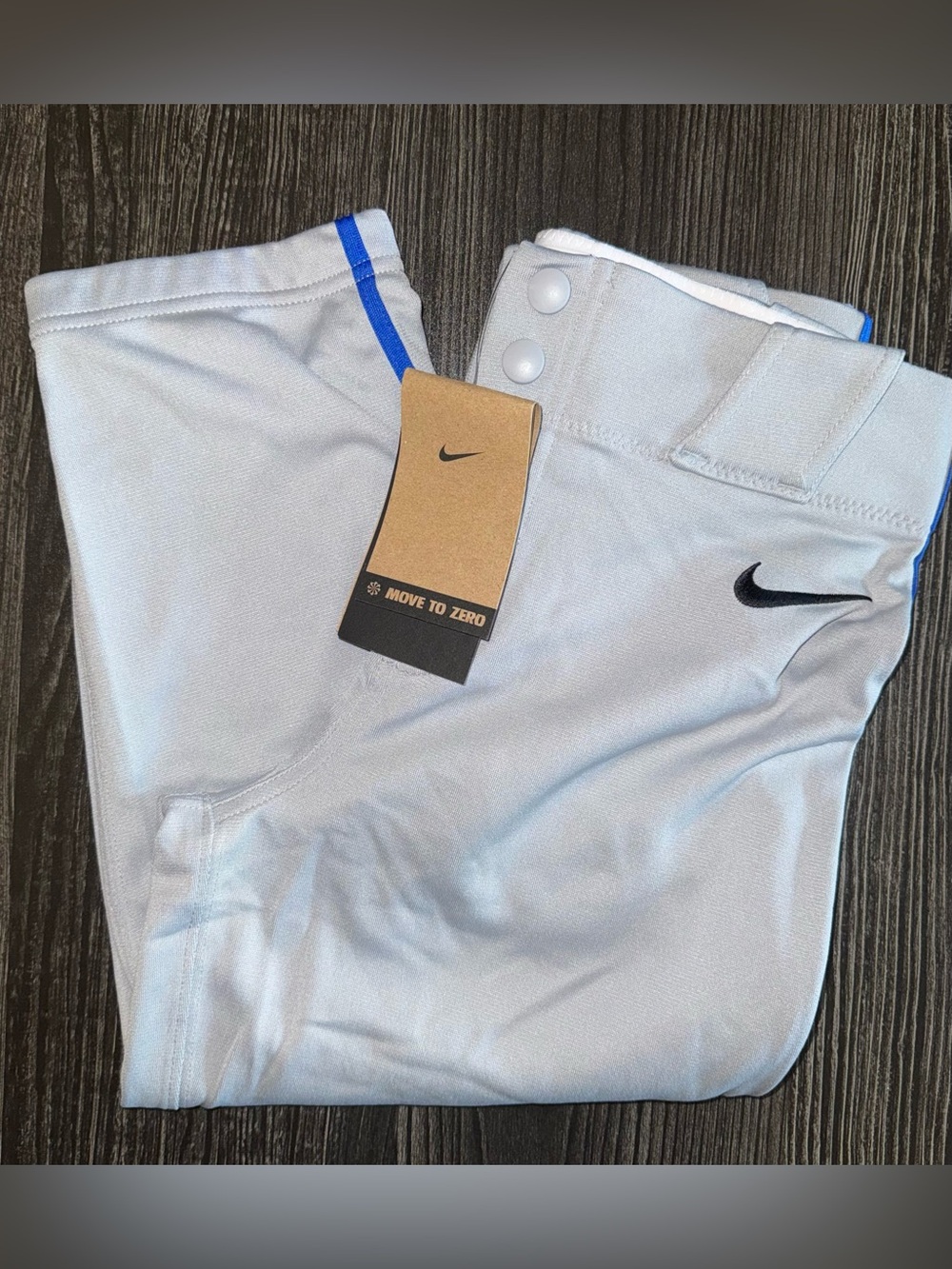 Nike White Kids Baseball Pants with Blue Accent